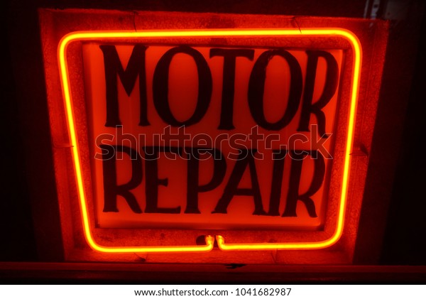 vintage\
neon signs for advertising cars and motor\
repair,