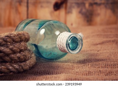 vintage objects,bottle and rope