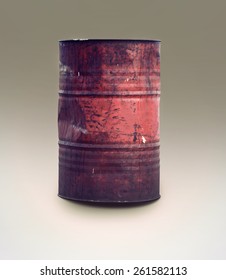 Vintage Oil Barrel On Spare Background