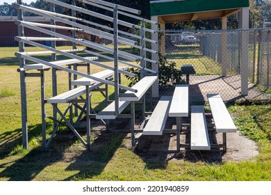 Vintage old bleachers at a recreation park in Georgia USA