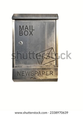 vintage old and dirty mailbox isolated on white background.