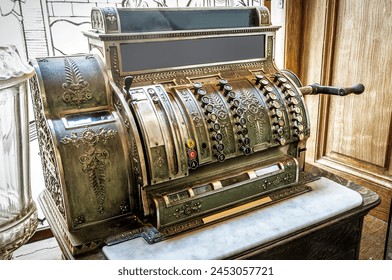 Vintage old mechanical cash register system - Powered by Shutterstock