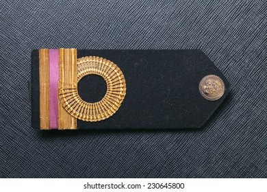 Vintage And Old Royal Thai Navy Arm Made From Velvet Black Color And Gold Color Cloth Well-knit Represent Thai Navy Arm Accessory To Use With Uniform 