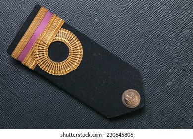 Vintage And Old Royal Thai Navy Arm Made From Velvet Black Color And Gold Color Cloth Well-knit Represent Thai Navy Arm Accessory To Use With Uniform 