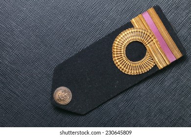 Vintage And Old Royal Thai Navy Arm Made From Velvet Black Color And Gold Color Cloth Well-knit Represent Thai Navy Arm Accessory To Use With Uniform 