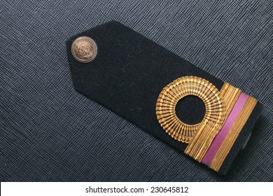 Vintage And Old Royal Thai Navy Arm Made From Velvet Black Color And Gold Color Cloth Well-knit Represent Thai Navy Arm Accessory To Use With Uniform 