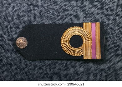 Vintage And Old Royal Thai Navy Arm Made From Velvet Black Color And Gold Color Cloth Well-knit Represent Thai Navy Arm Accessory To Use With Uniform 