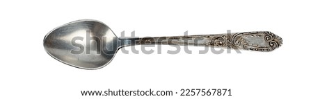 Vintage, old silver spoon, isolated on white