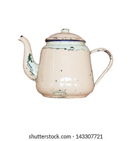 Vintage Old Tea Pot Isolate On White Background