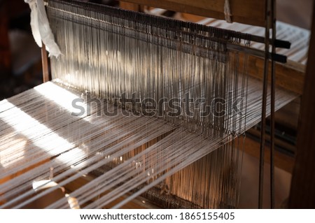 Vintage old traditional handcraft wooden weaving loom Photo stock © 