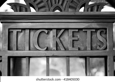 Vintage Old Train Ticket Window With Bars From 1930s Niore Black And White Classic Antique 