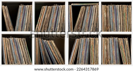 Vintage old vinyl records. Music background, melody, phonograph, gramophone record
