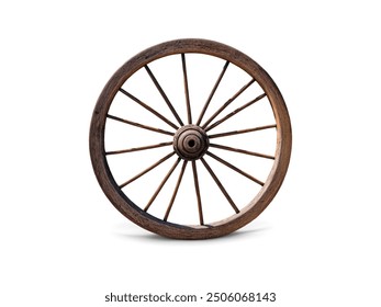 Vintage old wagon wheel isolated on white background. - Powered by Shutterstock