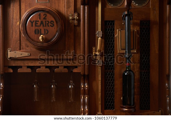 Vintage Old Wine Barrel Cabinet Bottle Stock Photo Edit Now