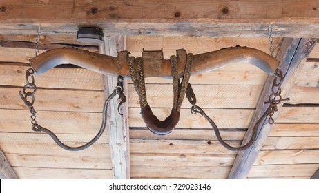 Vintage old wooden rustic ox yoke decoration in Austria - Shutterstock ID 729023146