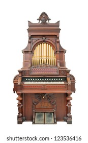 Vintage organ isolated on white with clipping path.