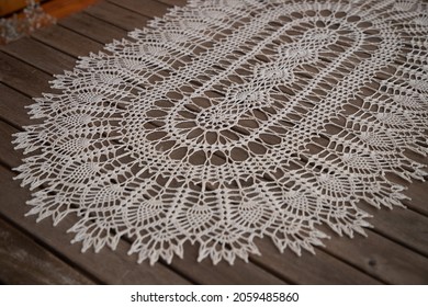 Vintage Oval Doily. This Photo Has Been Taken In Prague, 2021