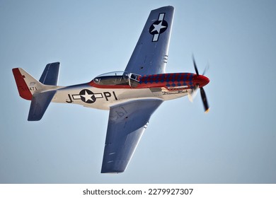 Vintage P-51 Mustang Airplane in Flight