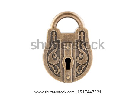 Vintage padlock isolated on white background with clipping path 
