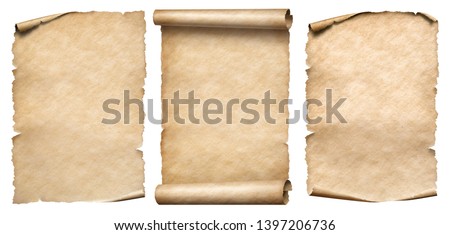 Vintage paper or parchments set isolated on white