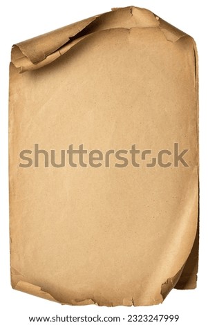 vintage paper scroll isolated on white, grunge papyrus texture as background