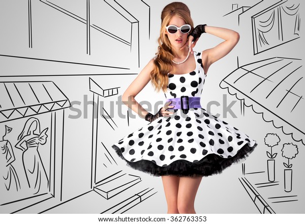 pin up girl polka dot dress