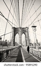 Vintage Photo Of Brooklyn Bridge In New York, USA