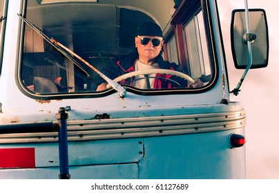 Vintage Photo Of Bus Driver