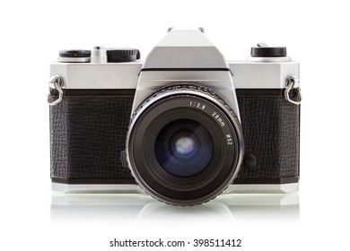 vintage photo camera isolate on white background
