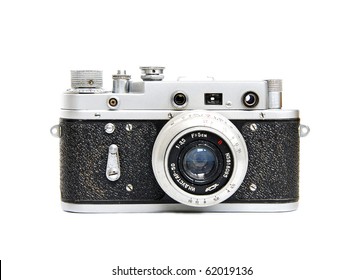 Vintage photo camera, isolated on white