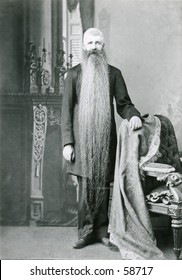 Vintage Photo, Circa 1900, Of A Man With A Very Long Beard