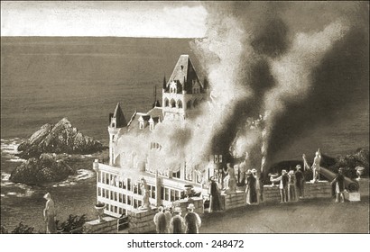 Vintage Photo Of The Cliff House Burning