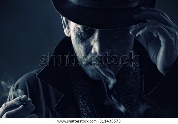 Vintage Photo Cold Blooded Assassin Smoking Stock Photo (Edit Now ...