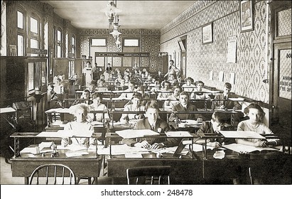 Vintage Photo Of A College Classroom With Students