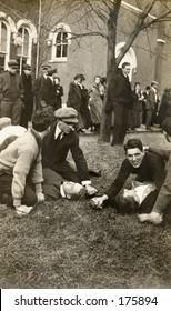 Vintage Photo Of College Students Wrestling