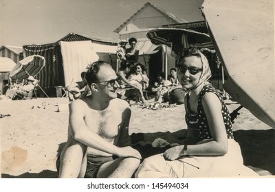 Vintage Photo Of Couple On Beach, Forties