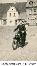 Vintage Photo Of Couple On Motorbike, Forties