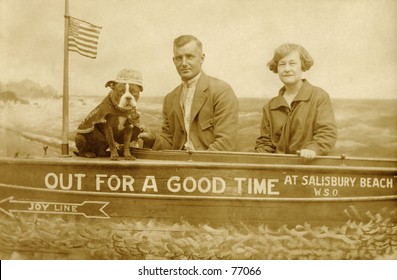 Vintage photo of couple posing for souvenir photo