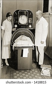 Vintage Photo Of A Man In Iron Lung