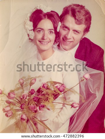 Vintage photo of newlyweds, 1970's