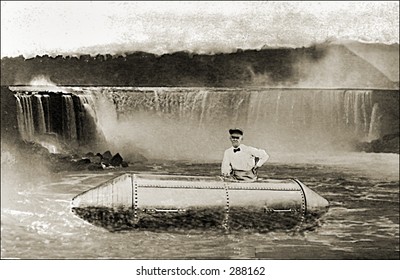 Vintage Photo Of A Niagara Falls Daredevil