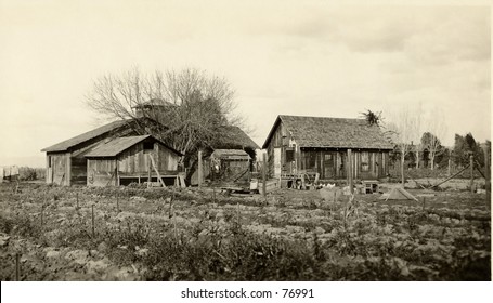 Vintage Photo Of Old Abandonded Farm, Circa 1900