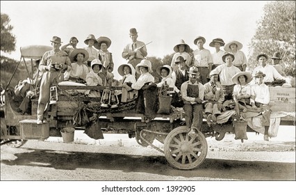 Vintage Photo Of People Sightseeing On A Truck