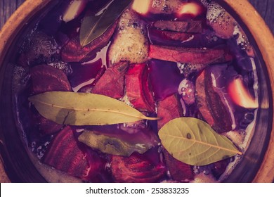 Vintage photo of pickle beets for borscht