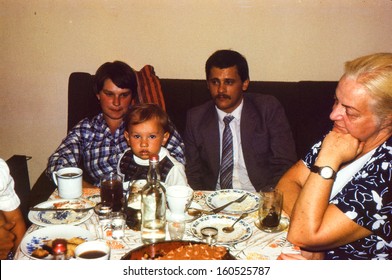 Vintage Photo (scanned Reversal Film) - Family Dinner, Early Eighties