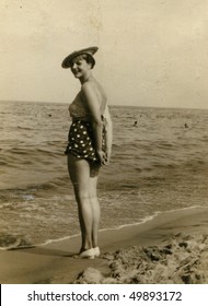 Vintage Photo Of Woman In Swimming Suit (circa 1950)