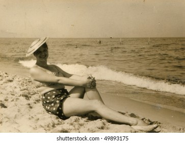 Vintage Photo Of Woman In Swimming Suit (circa 1950)