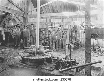 Vintage Photo Of Workers At An Oil Rig