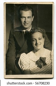 Vintage Photo Of Young Couple (cut Out After A Quarrel)