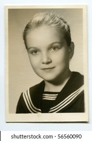 Vintage Photo Of Young Girl In School Uniform (1961)